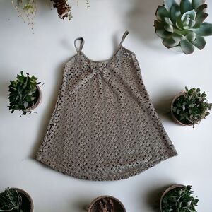 BKE Boutique Gold Croched Tank Top Small